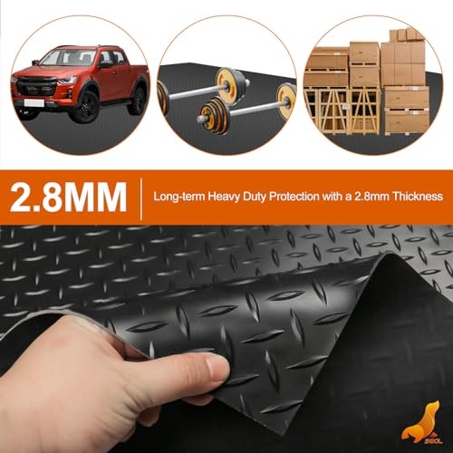 4 x 6 Ft Premium Garage Floor Mat, Solid 2.8mm Thickened 72″L x 48″W x 0.1″Th