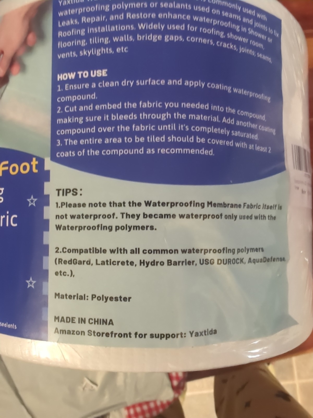 6″ X 328 Ft. Waterproofing Membrane Fabric
