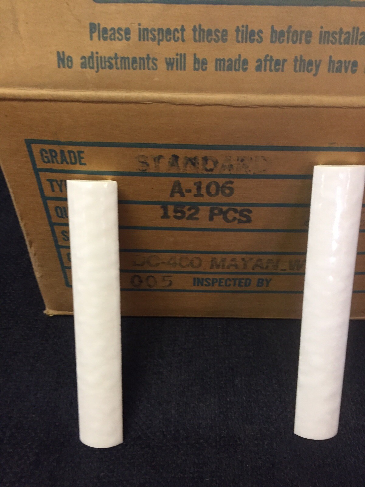 Dal Tile #400 Mayan White Quarter Round 22 Pieces Discontinued Semi Gloss