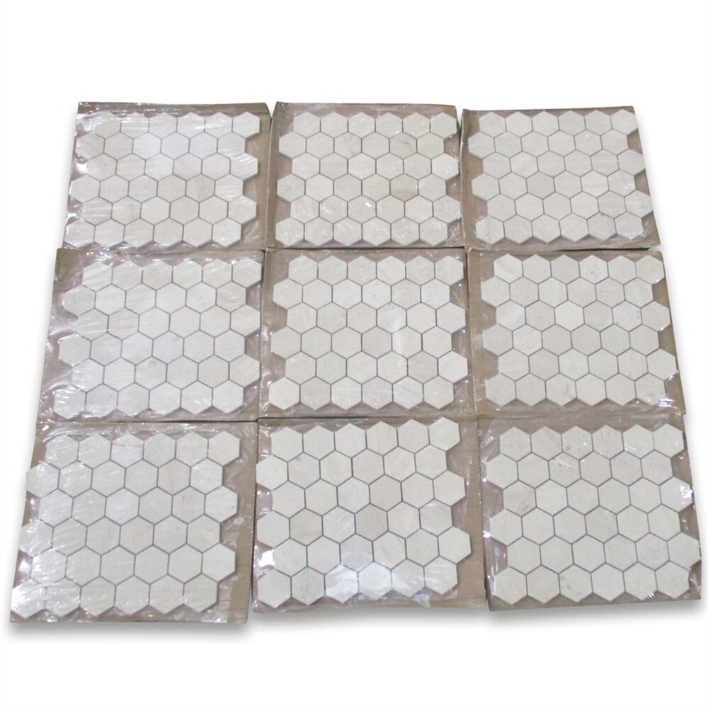 H32XH Golden Beach Moleanos Beige Limestone 2″ Hexagon Mosaic Tile Honed