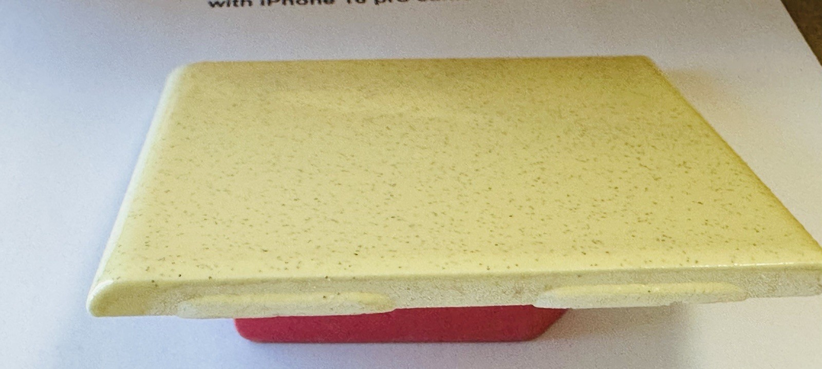 1 pc. Speckled Yellow Color: 4-1/4″ Glossy Ceramic Bullnose Tile, by Oxford Co.