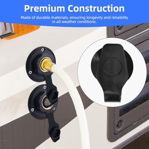 3pcs RV Water Inlet Plugs, 3/4″ Black Rubber City Water Cap Replacement with