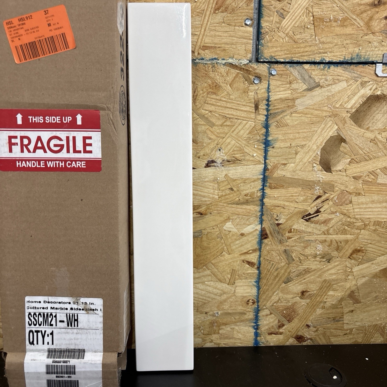 Home Decorators Bathroom Vanity Backsplash 21.13″W Cultured Marble in White