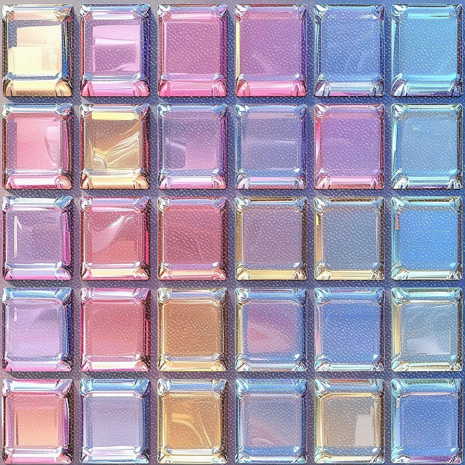 10PCS 12×12 Inch Iridescent Pink Blue Gem Look Floor Tiles Peel and Stick
