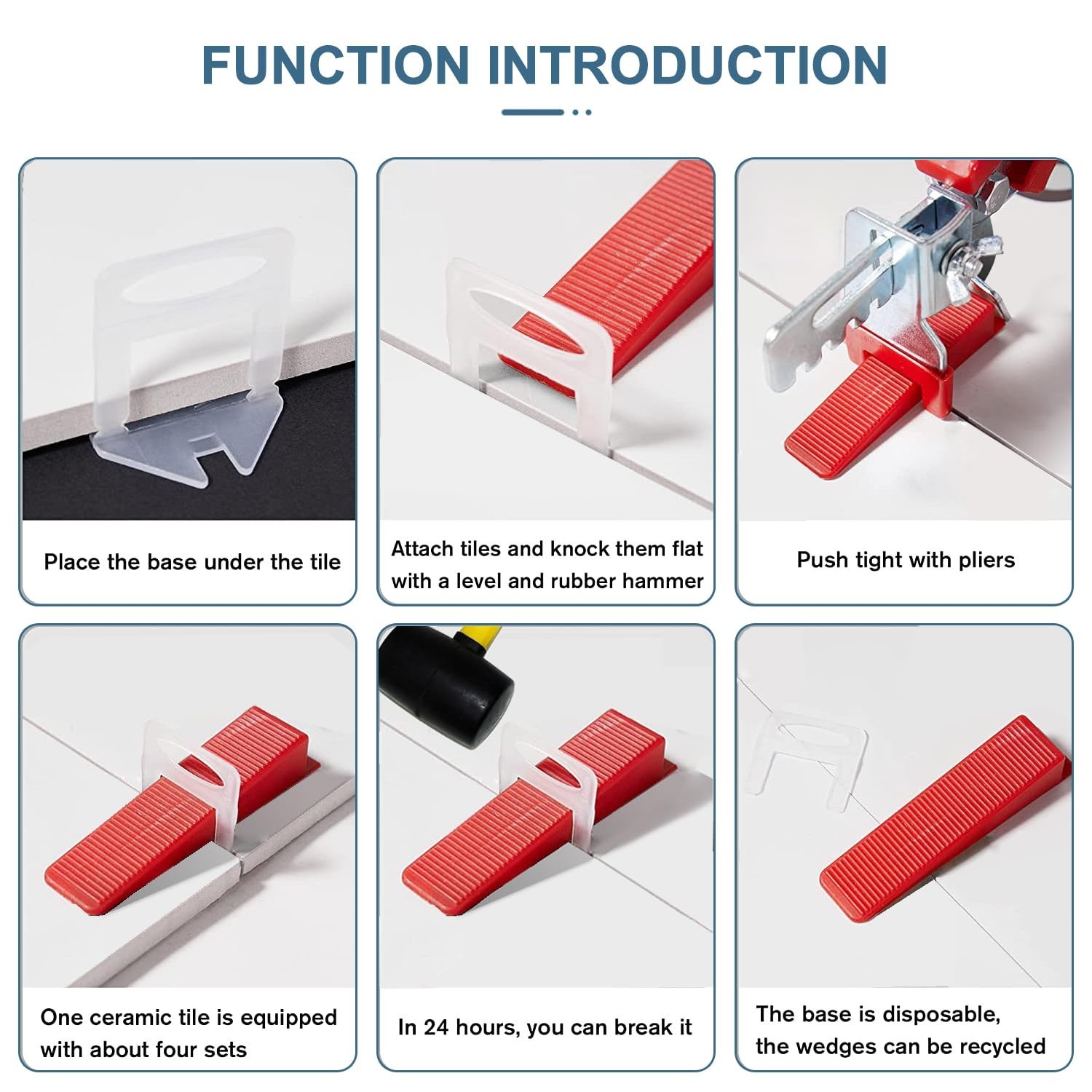 Tile Leveling System Clips 1/8″ 2000 Piece 3.0mm Tile Leveler Clips DIY Tile …