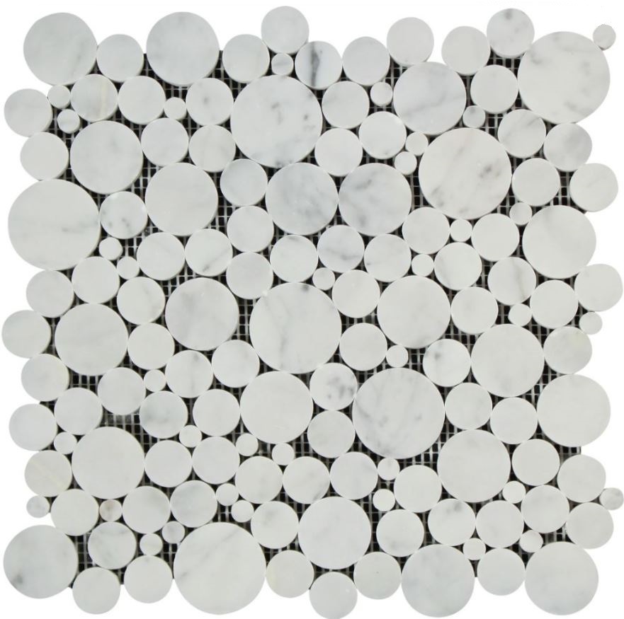 Carrara White Italian (Bianco Carrara) Marble Bubbles Mosaic Tile
