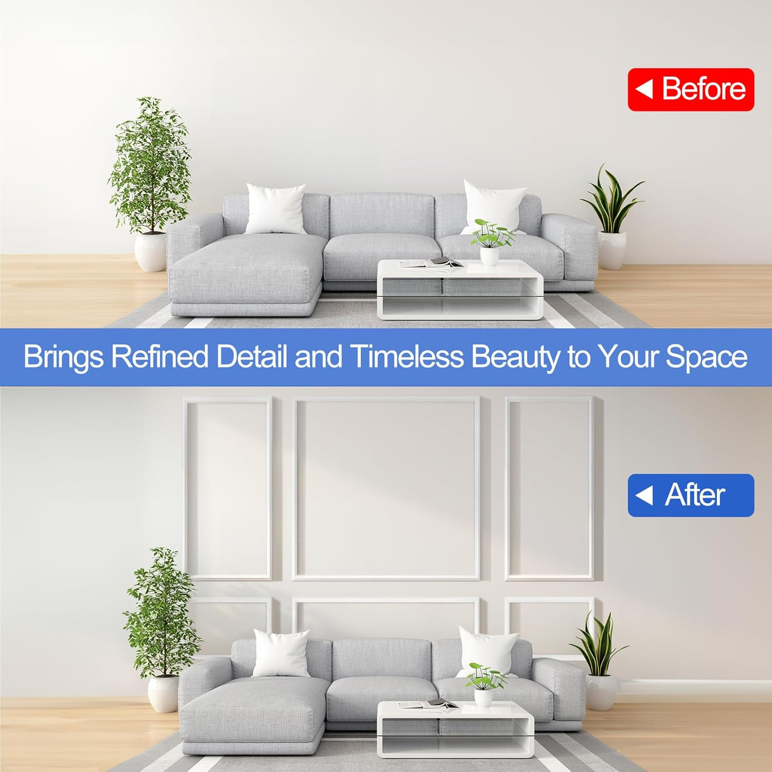 Peel and Stick 3D Wall Molding Kit – 34 Pre-Cut Panels for Easy Decor