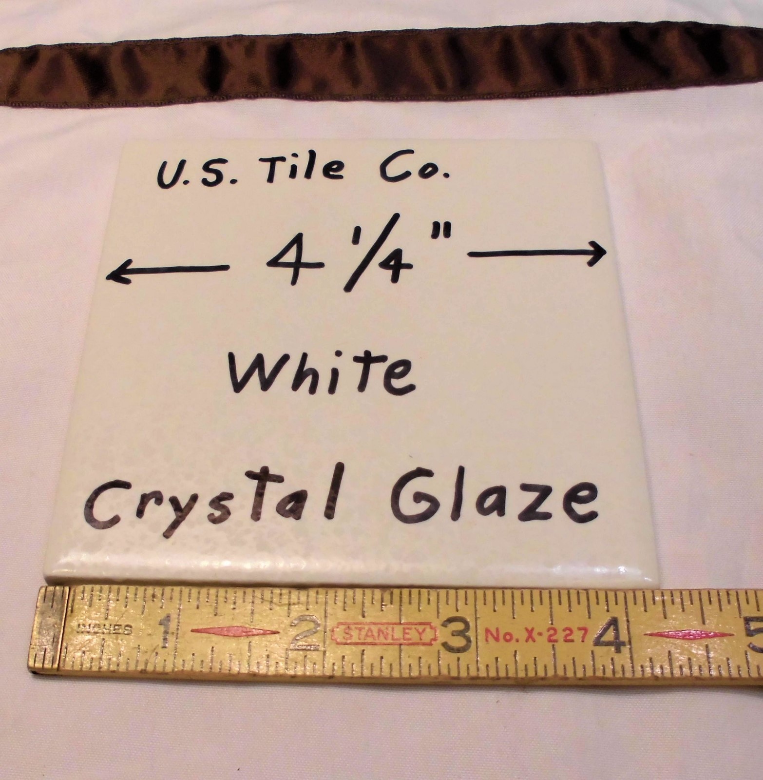 1 pc. *White* Ceramic Tile 4-1/4″ Crystal Glazed, Made in USA, New Old Stock