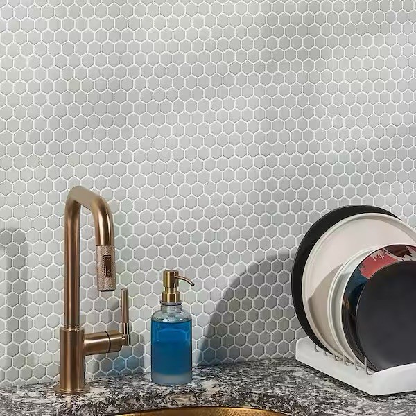 Bliss Edged Hexagon Sage 10.03 in. x 11.61 in. Polished Porcelain Floor