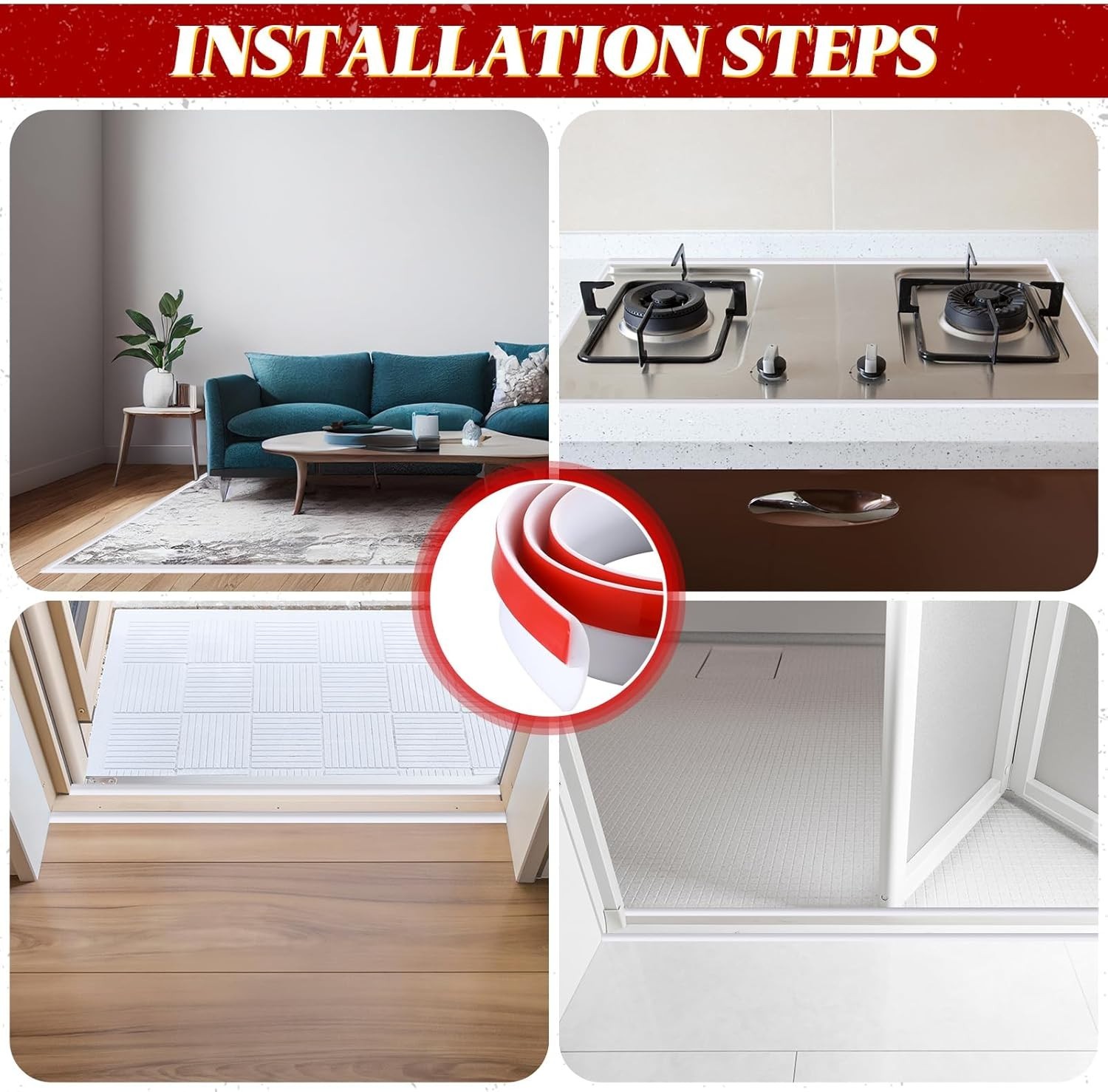 Durable 3.3ft Rubber Carpet to Tile Transition Strip – Easy Installation