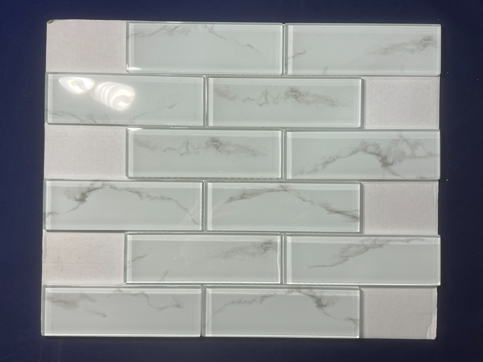NY100 White/Grey Glass Rectangle Mosaic Tile Kitchen Bathroom Backsplash