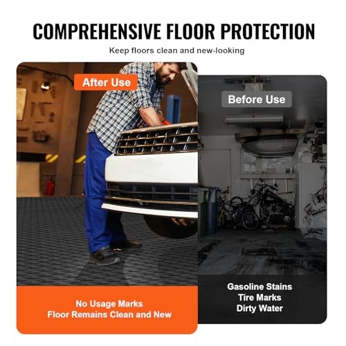 Garage Floor Tiles 12 x 12 x 0.53 inch, Interlocking Design 50 Pack Tile Black