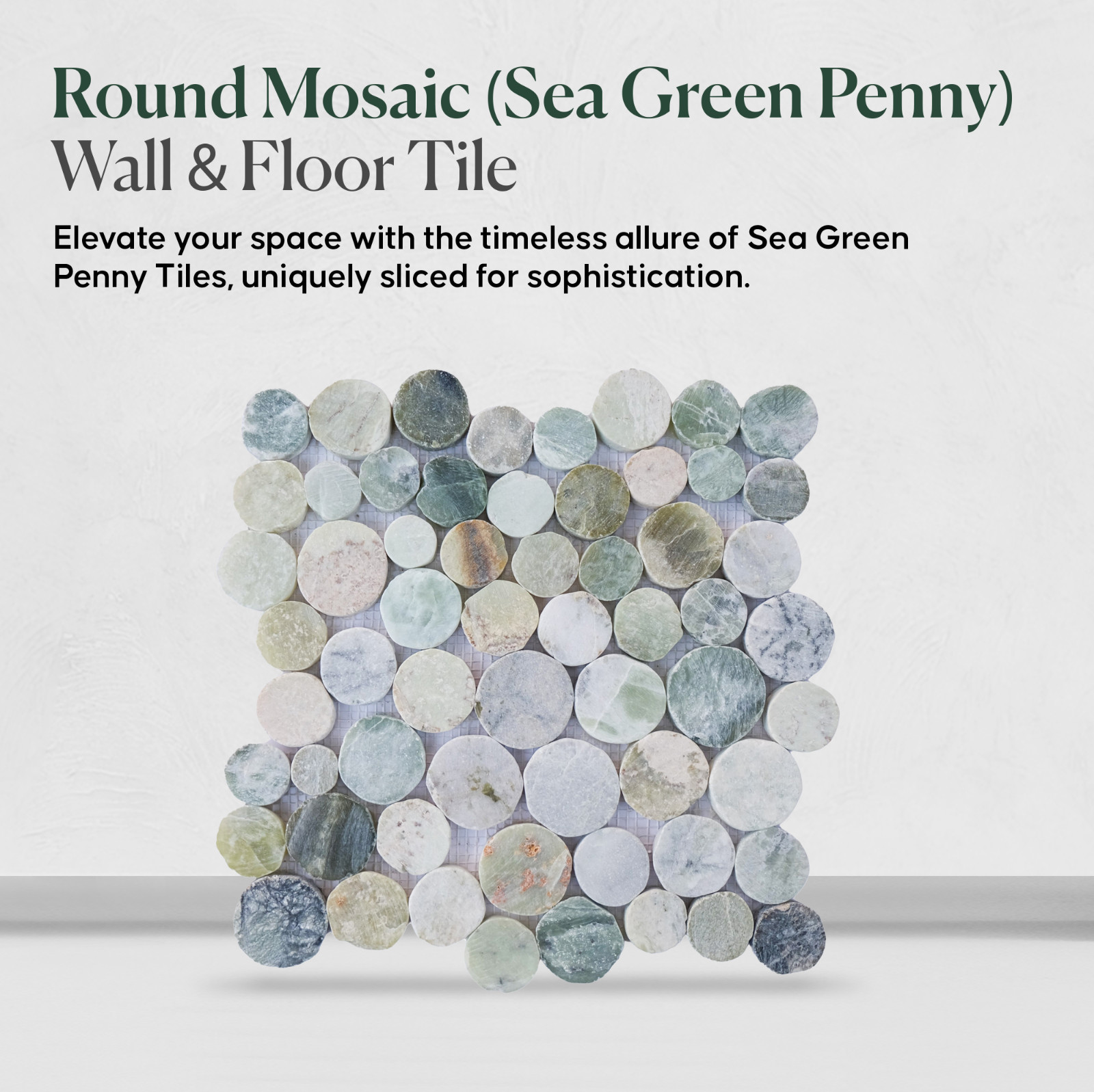 Sea Green Penny Round Pebble Mosaic Wall & Floor Tile ($14.57/SqFt)
