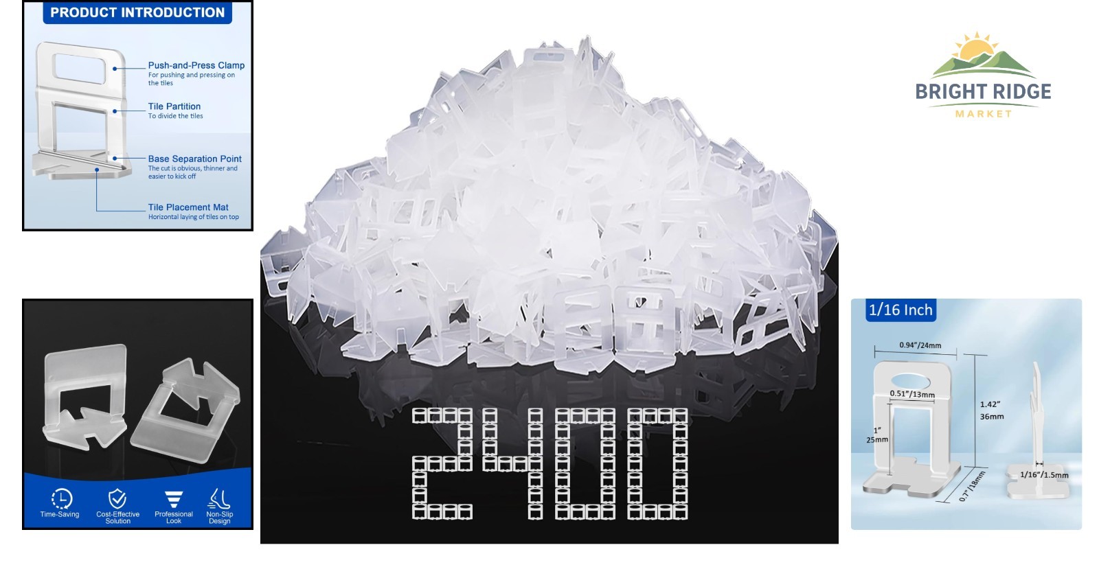DIY Tile Leveling System Clips, 2400 Piece Set for Professional Installation