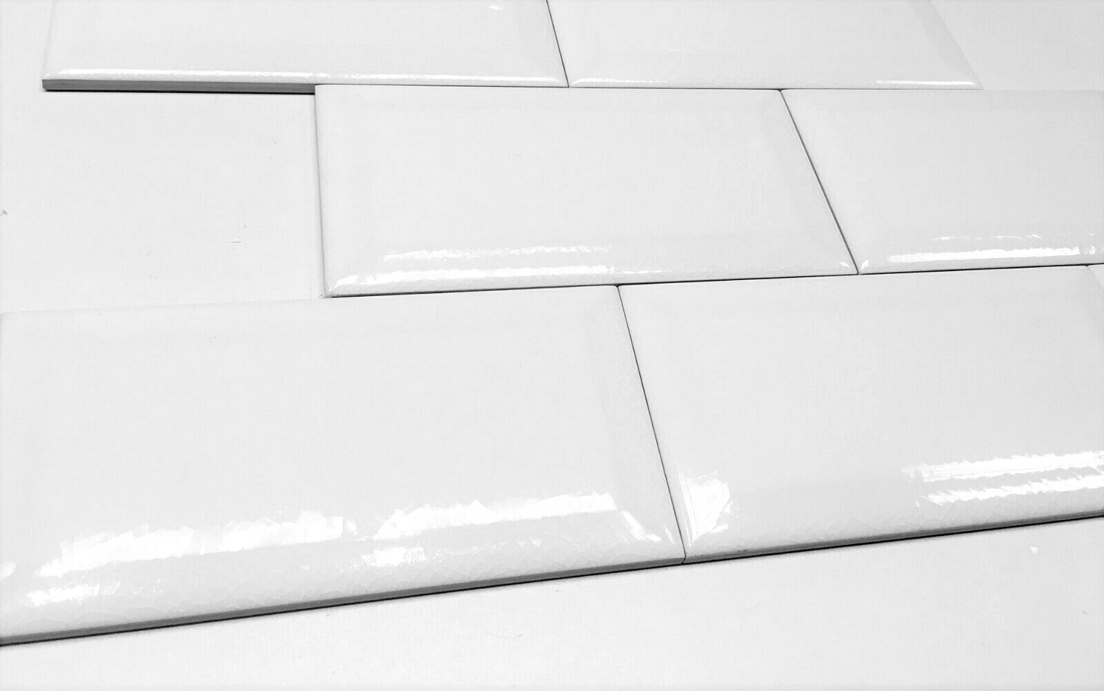 3×6 White Beveled Crackled Glossy Glaze Ceramic Tile Wall Decor Bath Kitchen
