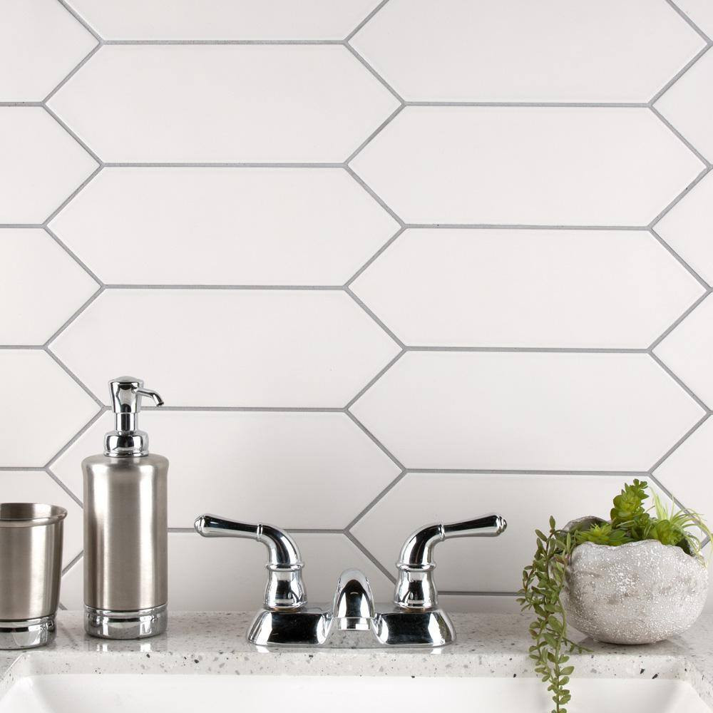Kite White 3-7/8 In. X 11-3/4 In. Porcelain Floor and Wall Tile (11.2 Sq. Ft./Ca