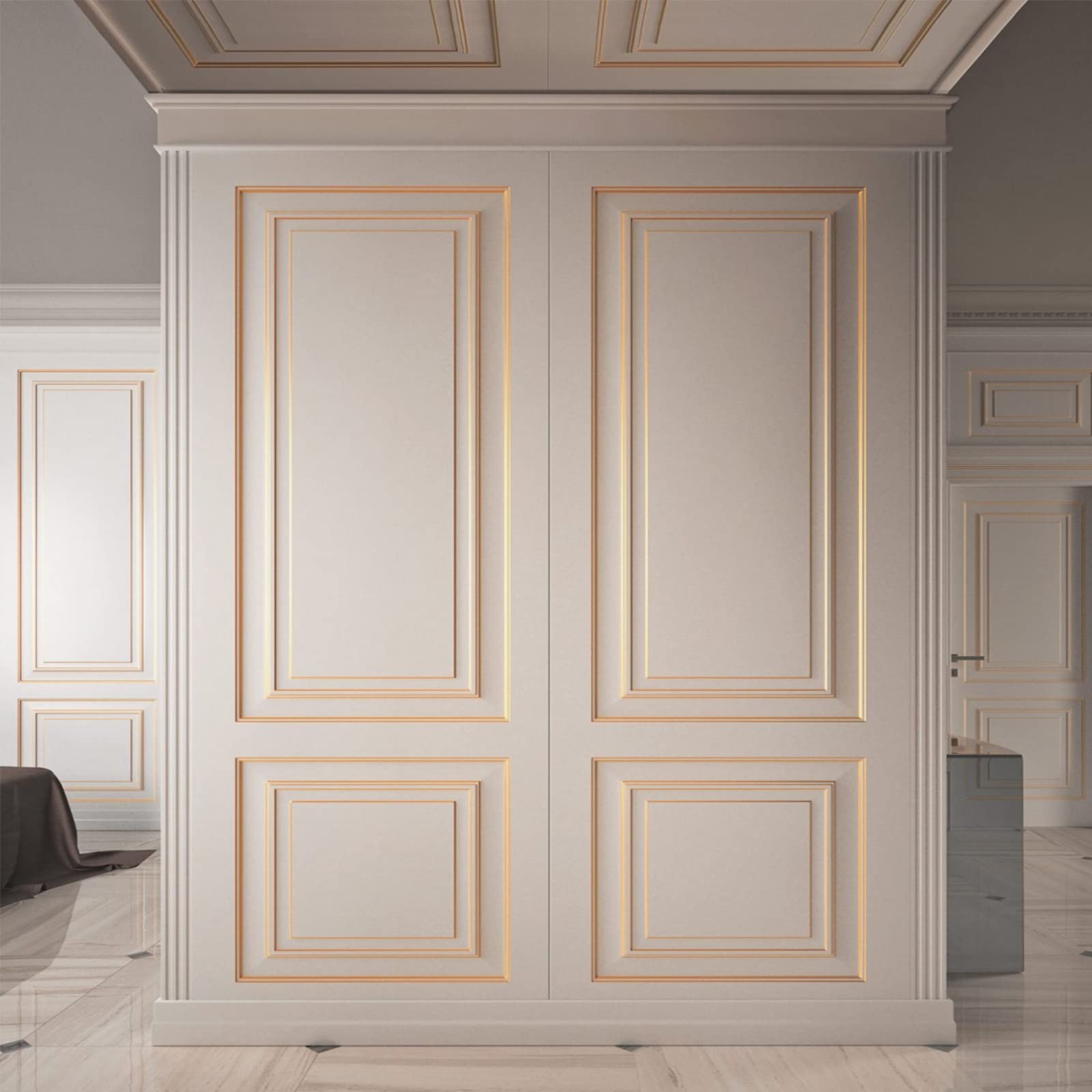 Metalized Gold Wall Trim Molding Stainless Steel Peel Stick Flexible Metal Trim