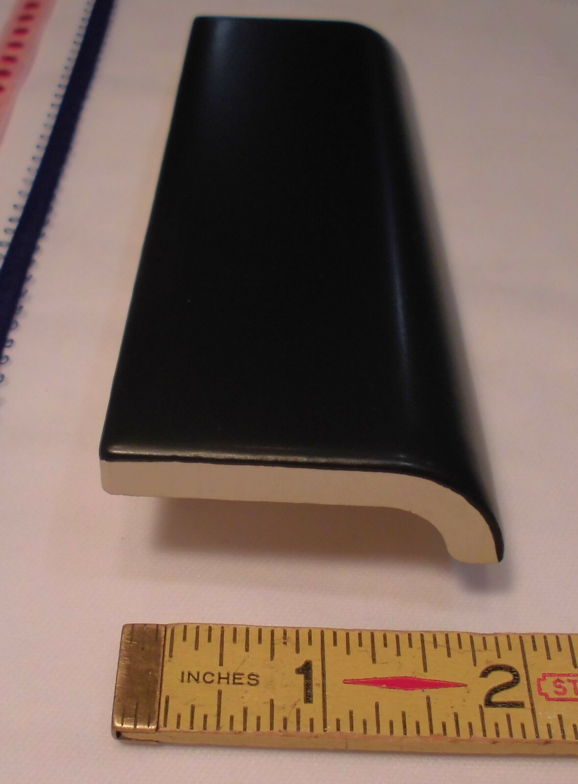 1 pc. *Matte Black* Ceramic Radius Bullnose Tile by American Olean Co. 2″ X 6″