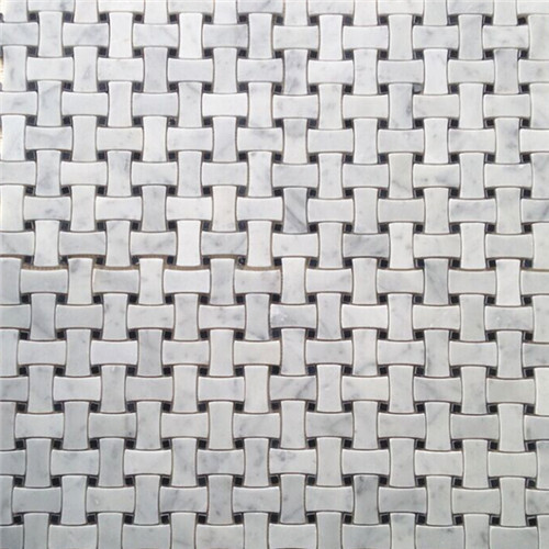 C671XH White Carrara Venato Marble DogBone Basketweave Mosaic Tile Honed