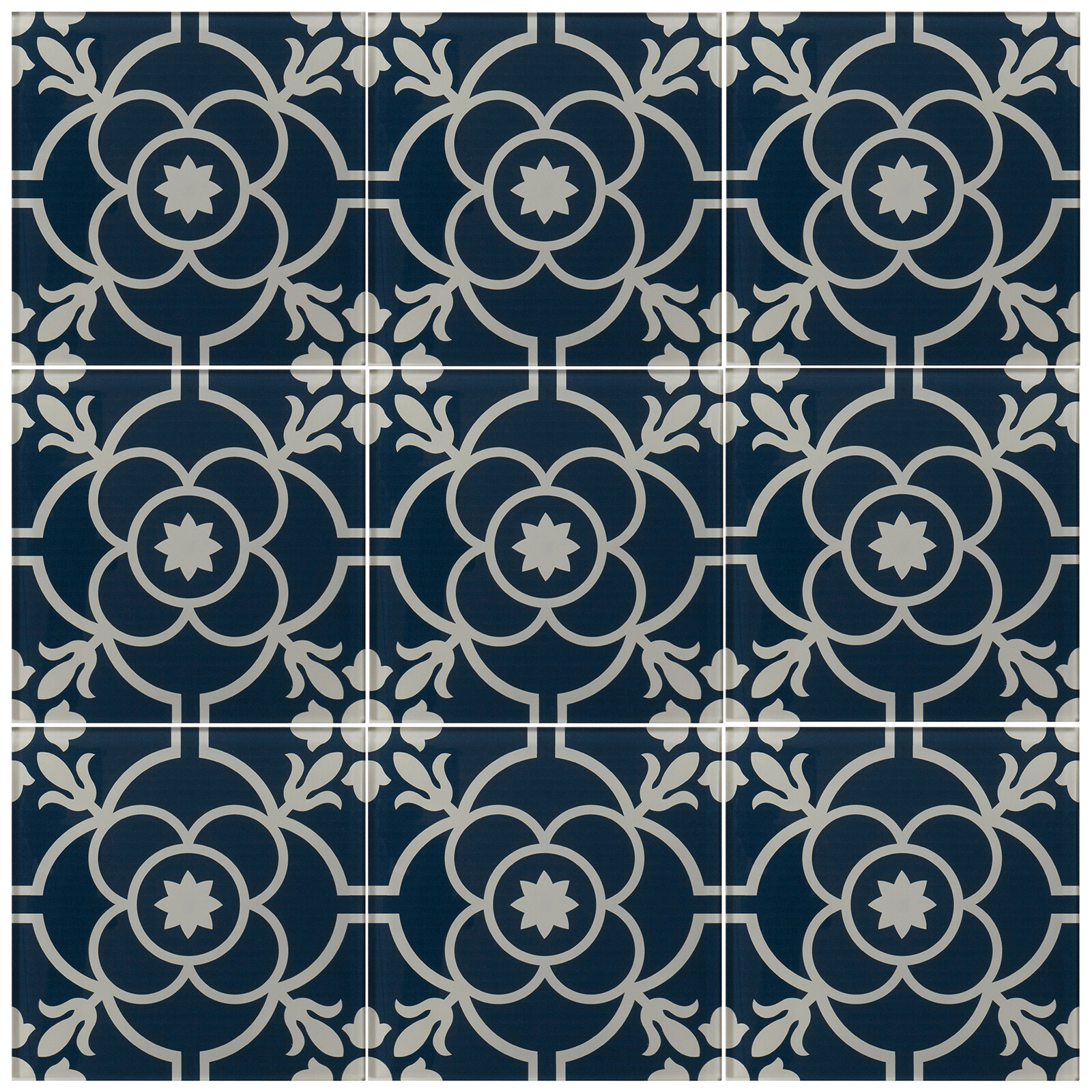 8” x 8” Royal Blue Moroccan Pattern Modern Glass Mosaic Tile Backsplash Kitchen