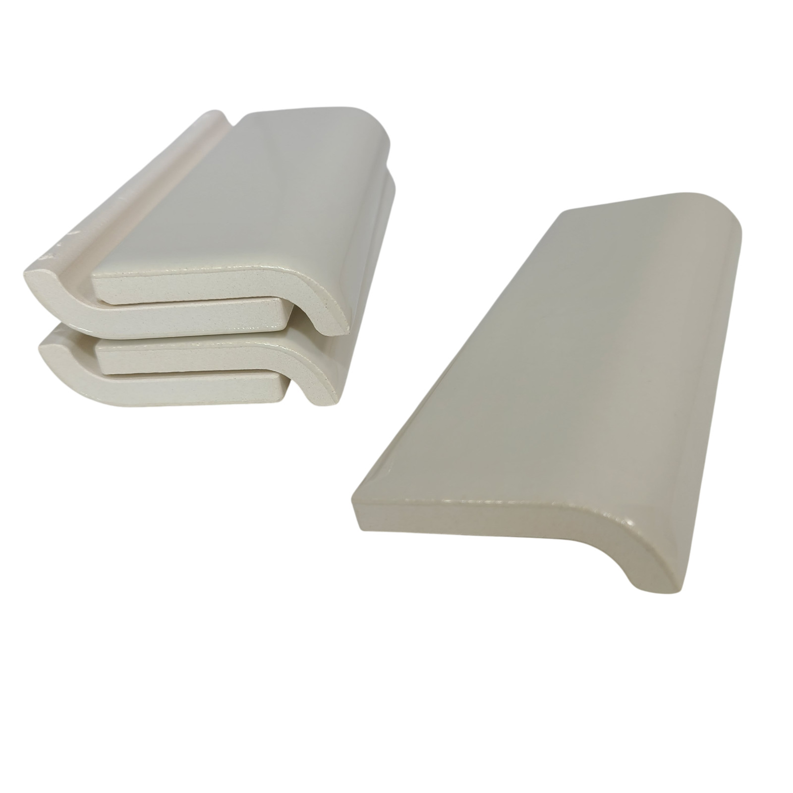 Beige Bone Almond Ceramic Tile Mud Cap 6 x 2 inch Subway Trim Classic Color 006