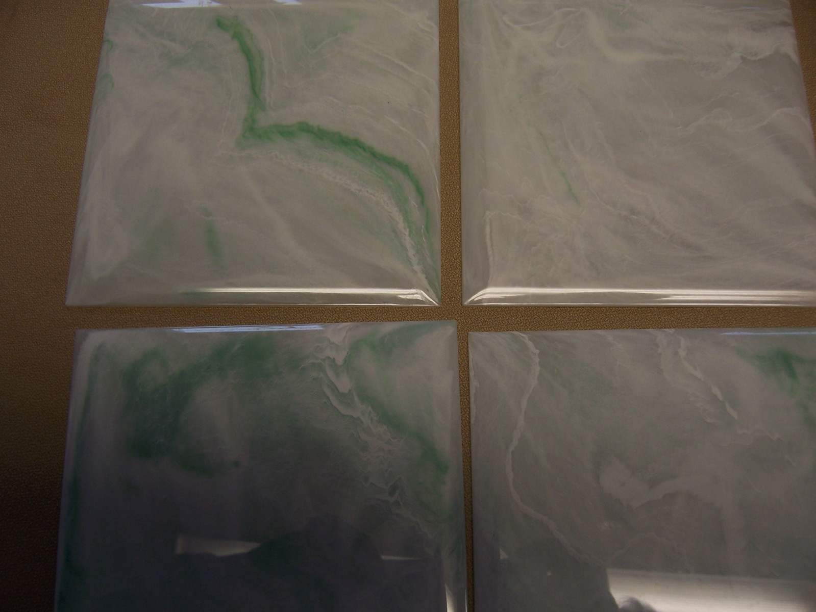 LIGHT GREEN SEAFOAM MARBLE PLASTIC TILE 4 1/4″ wall bathroom kitchen polystyrene