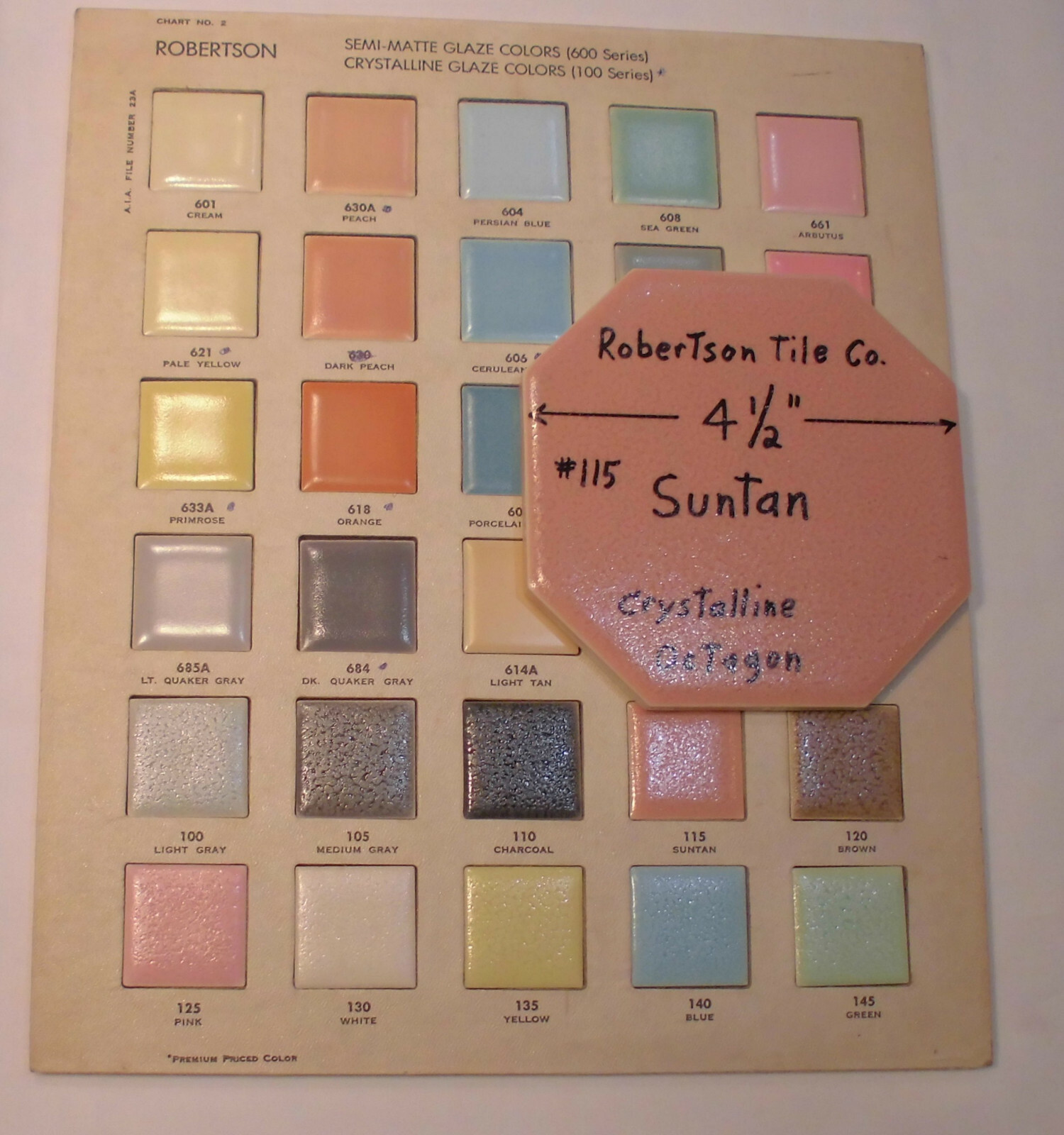 1 pc. Suntan – Pinkest: Octagon Ceramic Tile 4-1/2″ Robertson, Crystalline, Used