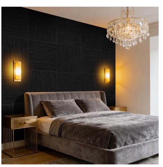 6 Pcs 3D Black Faux Stone Wall Panels, 11.8’‘ x 11.8’’ x 0.2”, Inorganic