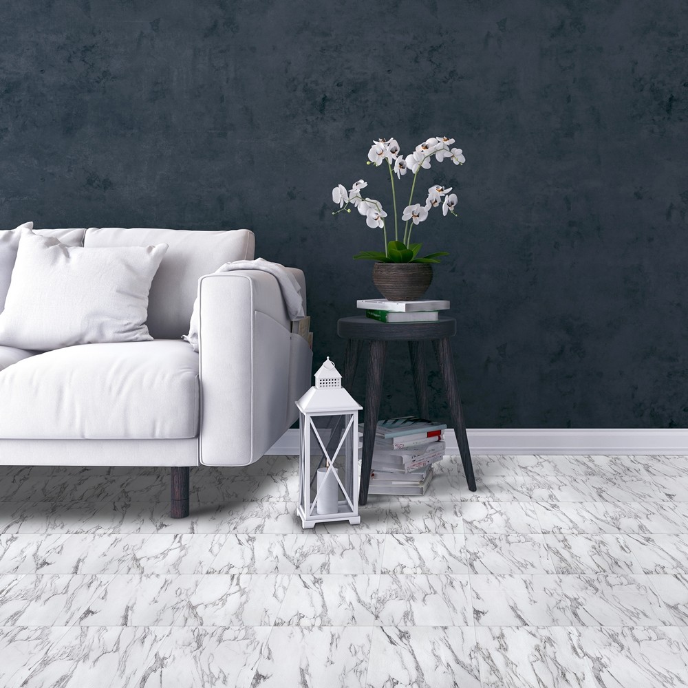 PowerSellerUSA Tivoli Self Adhesive 45 PCS Vinyl Floor Tiles – Bianco Marble