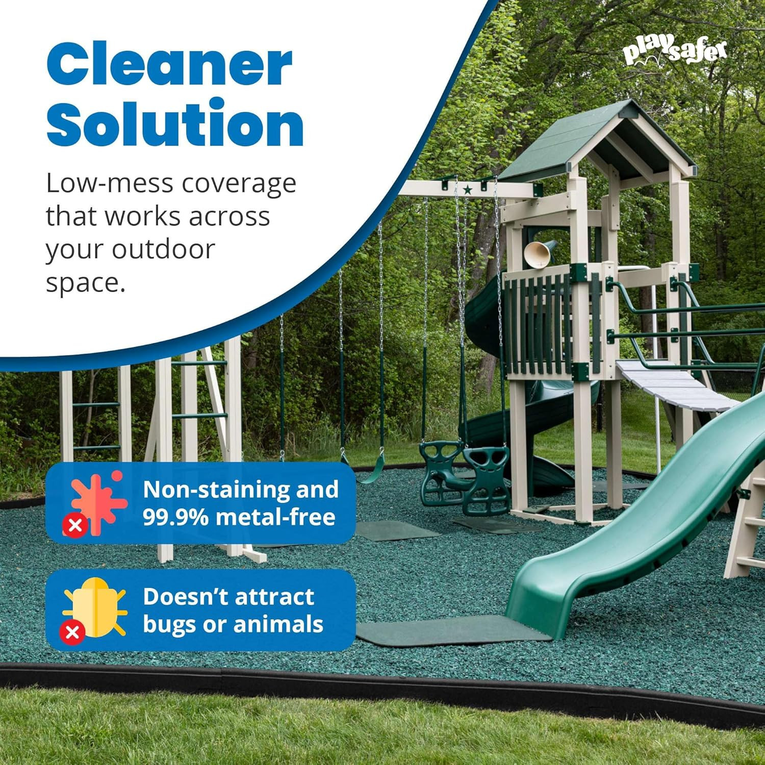 Rubber Mulch Nuggets Protective Flooring for Playgrounds, Swing-Sets, Play Areas