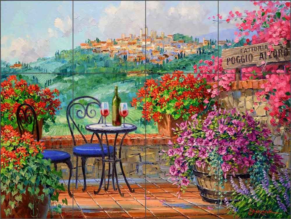 Tuscan Winery Tile Backsplash Mikki Senkarik Ceramic Landscape Mural MSA305