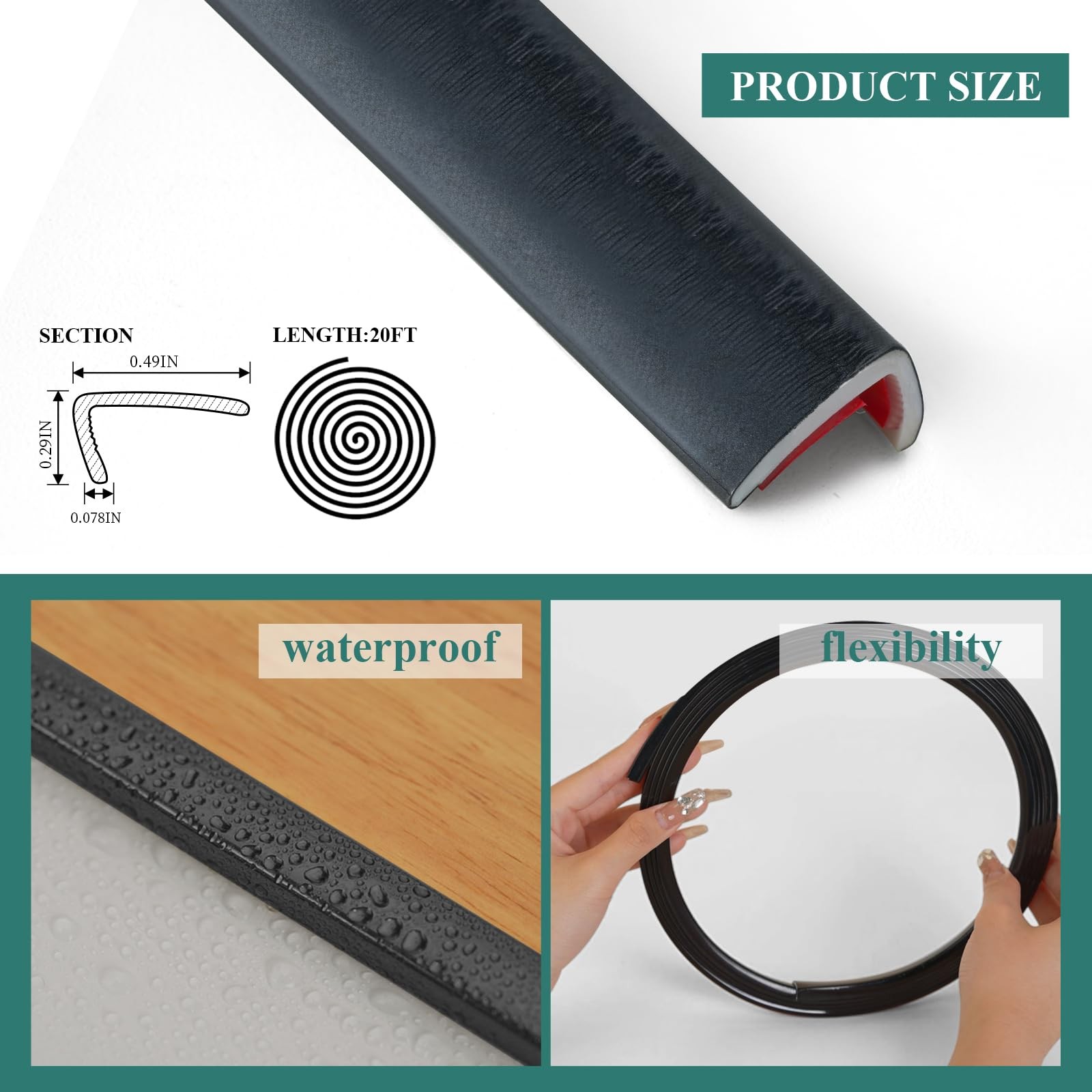 Peel and Stick Vinyl Corner Trim， 20FT L-Shape Tile outside Corner Molding Vinyl