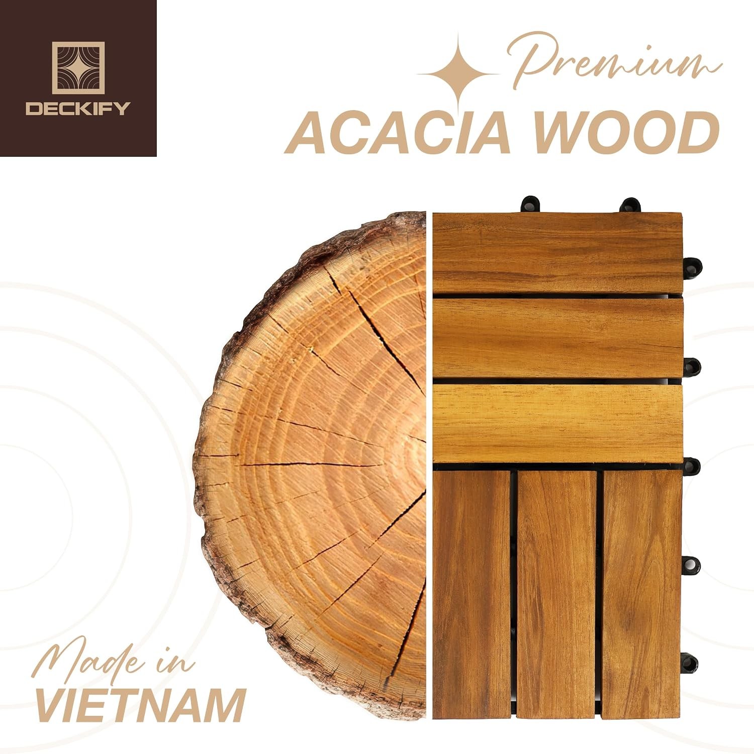 Golden Teak Acacia Wood Patio Deck Tiles 12×12 Outdoor Wood Decking Tiles