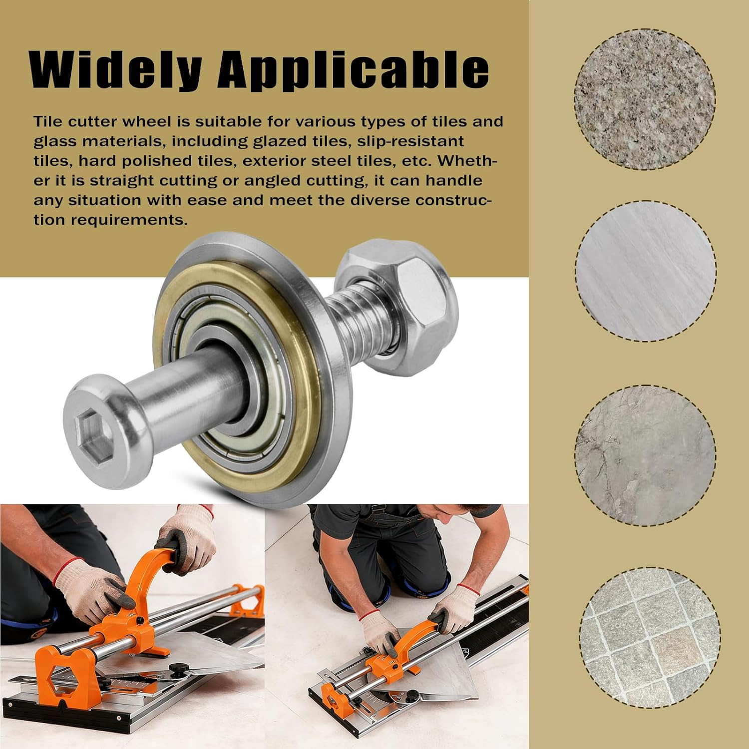 4 Pcs 22 X 6 X 6 Mm Tile Cutting Wheel Replacement with Bolt and Lock Nut, Tile