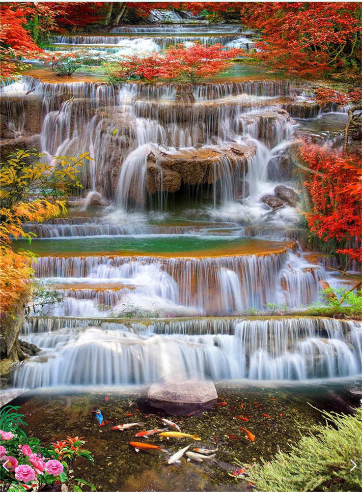 Falls In Autumn 3D Floor Mural Photo Flooring Wallpaper Home Print Decoration