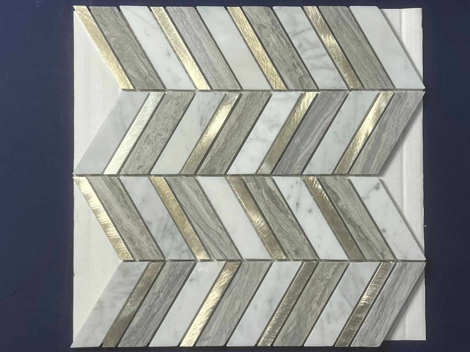 S11 White/Grey/Gold Marble Stone Mosaic Tile Kitchen Bathroom Polished, 7 sheets