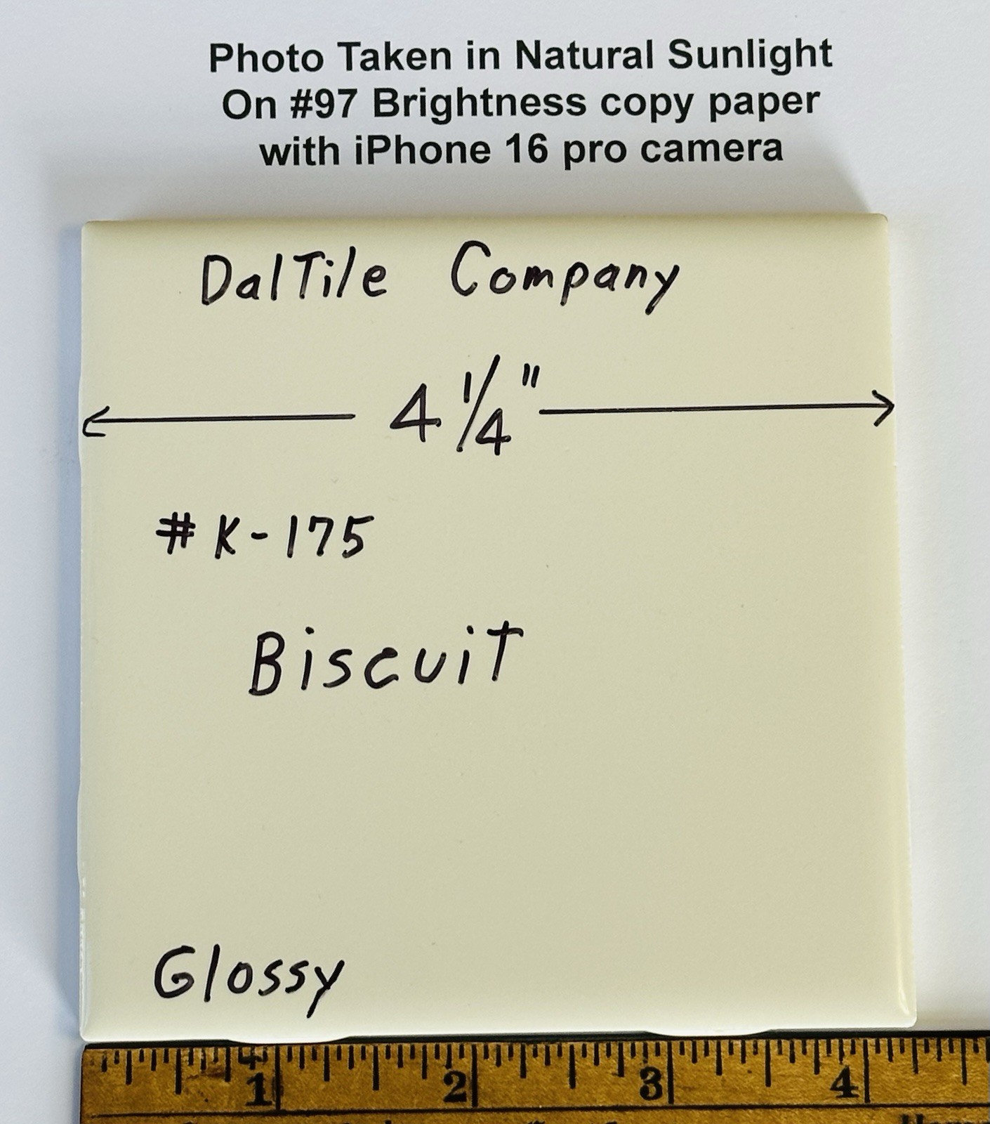 1 pc. Gloss Biscuit: 4-1/4″ Ceramic Tile made by The Daltile Co. NEW STOCK