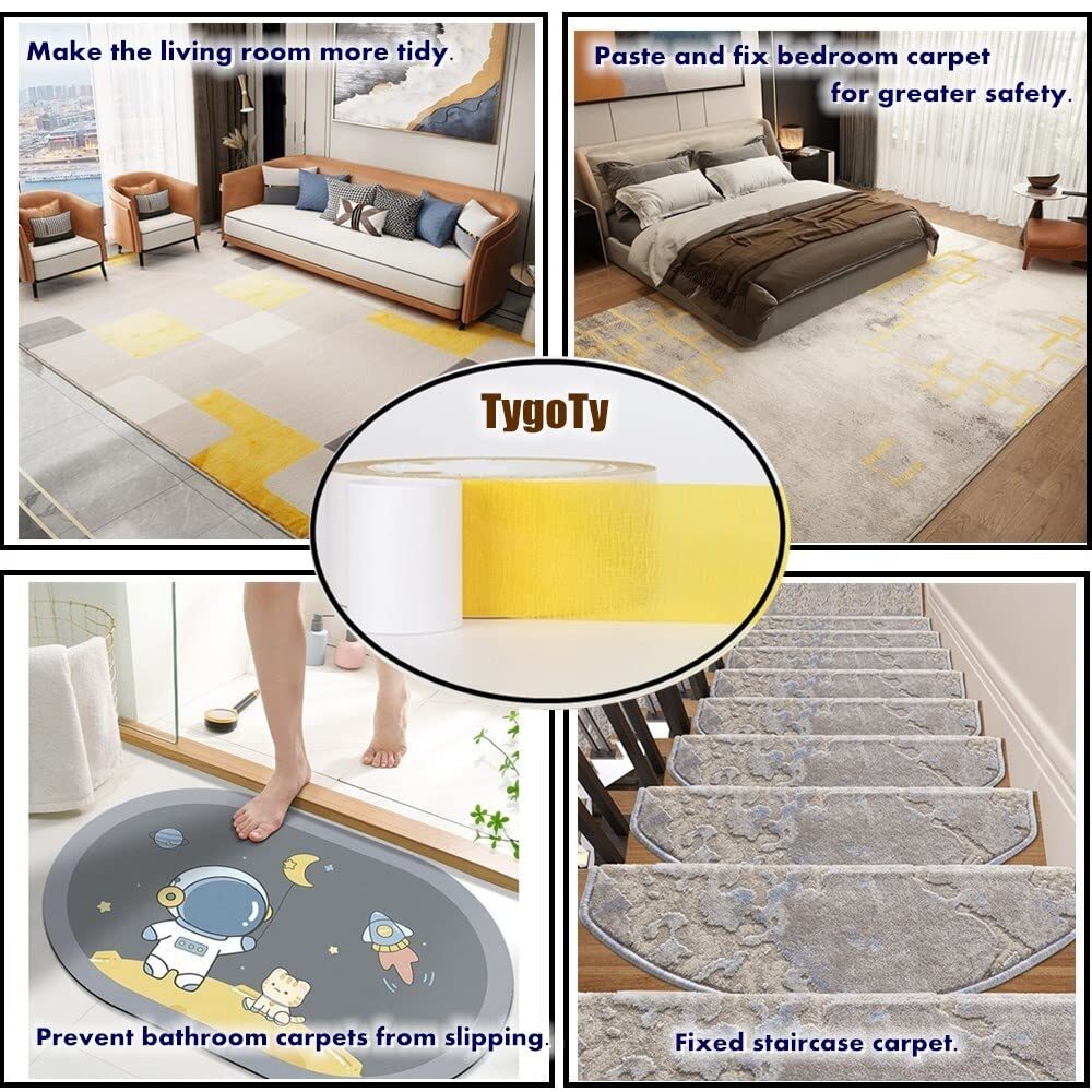 2.5Inch x 40Yards Double Sided Carpet Tape Removable Strong Adhesive for Rug Mat