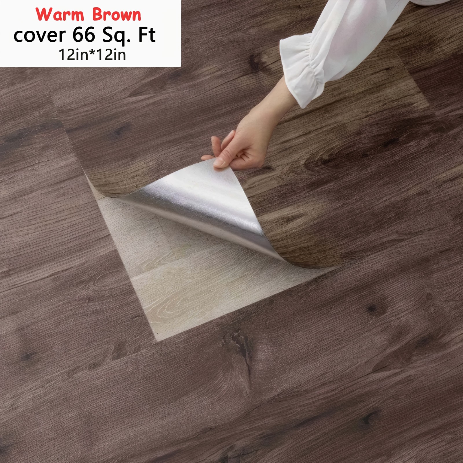Luxury vinyl floor tiles, available in packs of 66 or 20, each measuring
