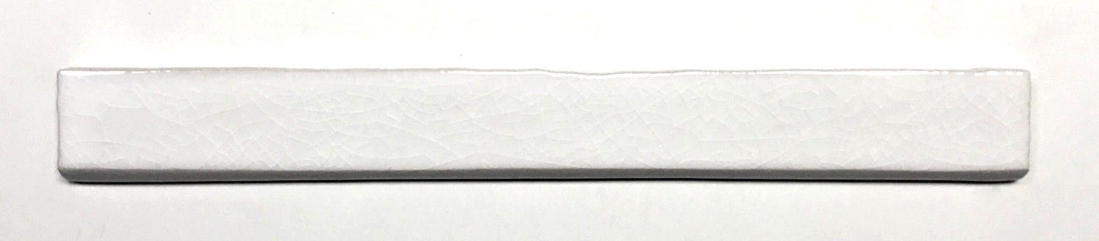 1.5×12 Bullnose White Crackled Ceramic Trim Tile, Wall and Floor Accent Kitchen