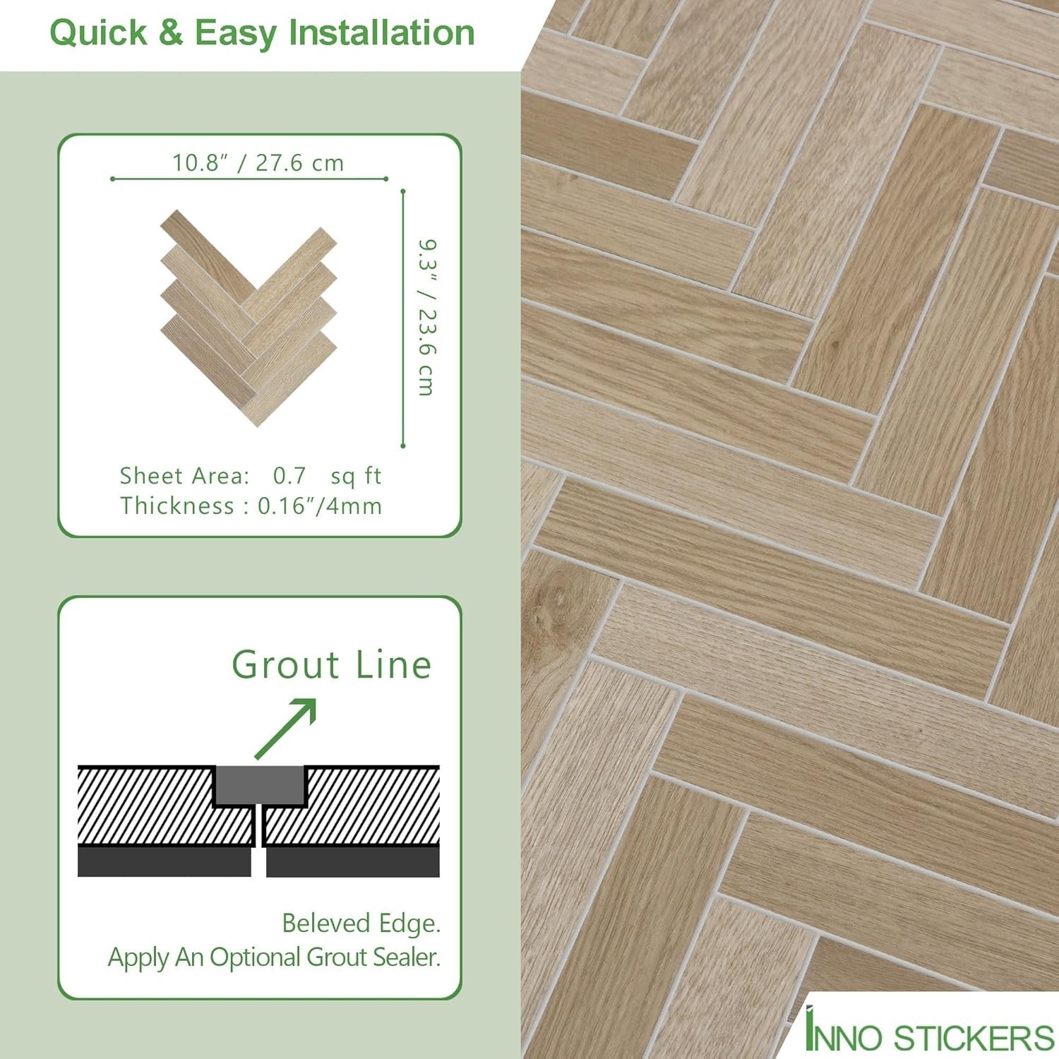 Warm Oak Chevron Style Peel & Stick 12.2″ X 10″ Wall or Floor Tile (12pcs)