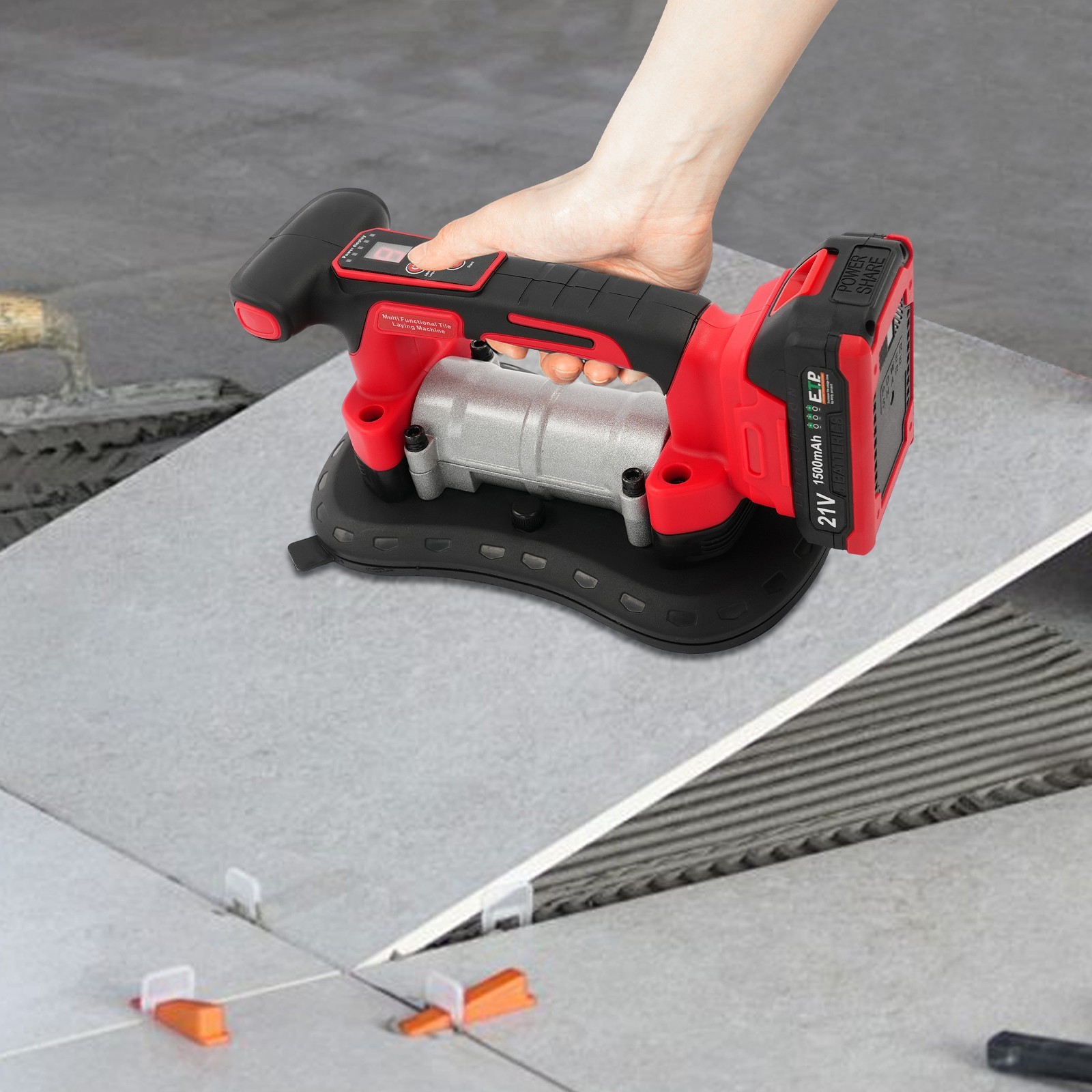 2-in-1 Tile Vibrating Machine Tile Vibrator with Suction Cup for 60-300cm Tiles