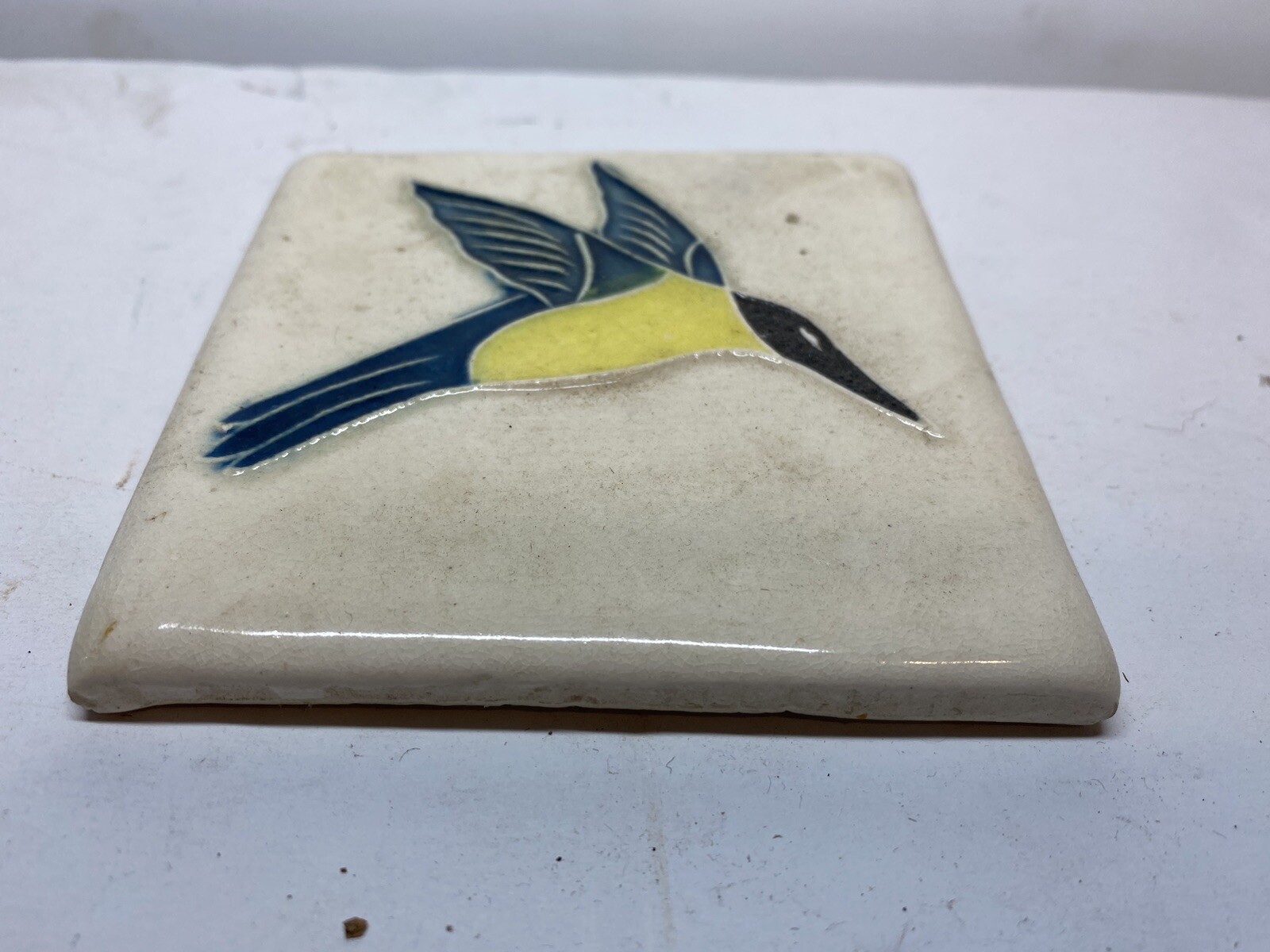 Vintage Ceramic Porcelain Kiln Fired Floral 4” Tile