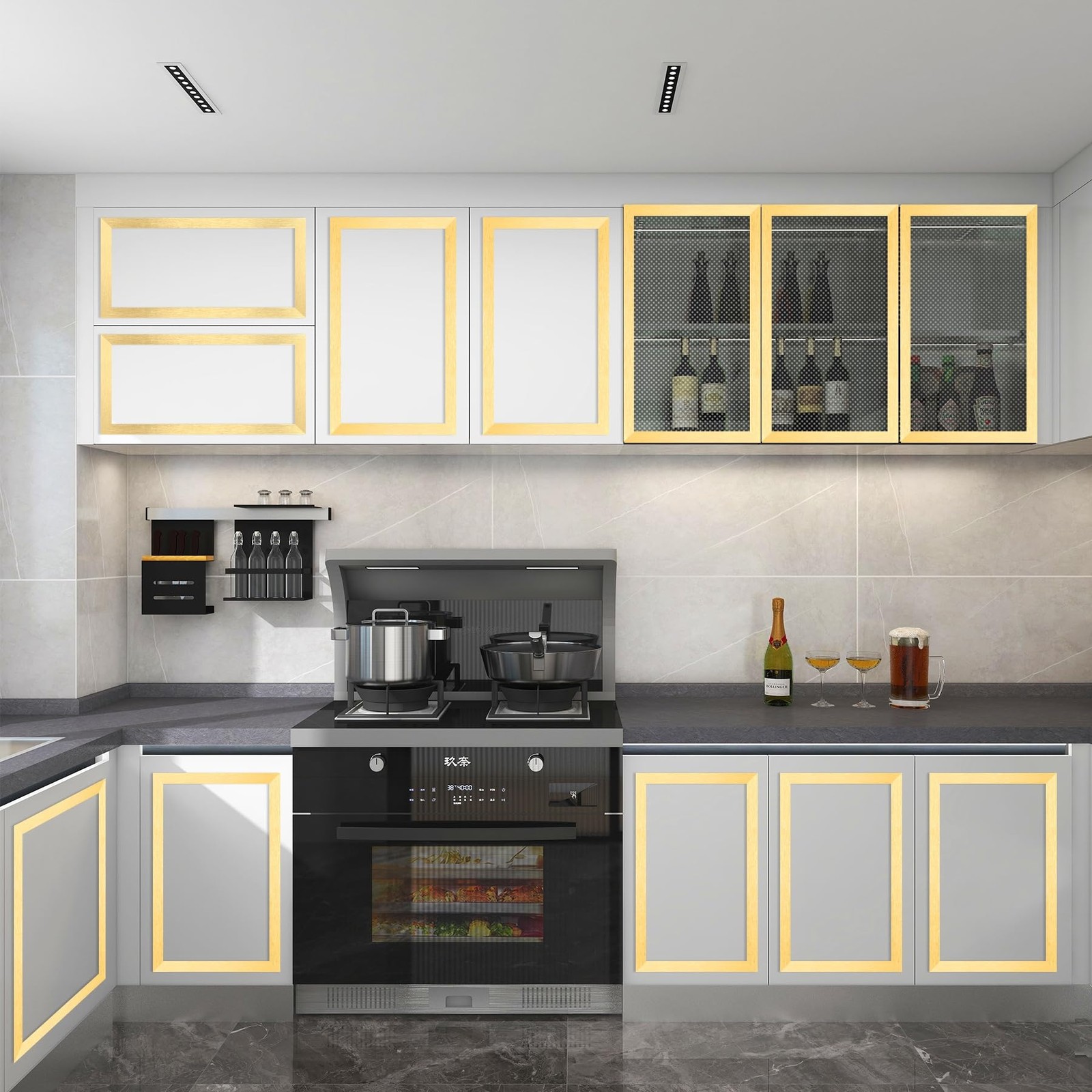 Gold Metalized Brushed Finish Molding Trim, Peel and Stick Strip for Mirror F…