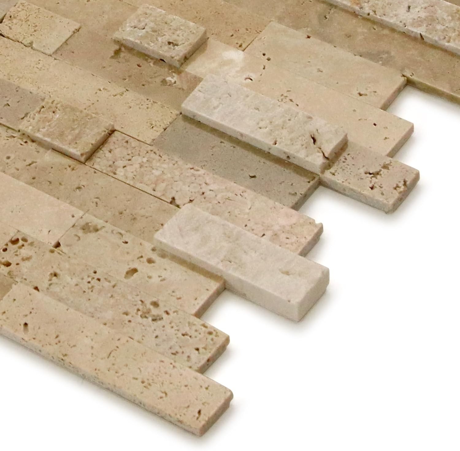 Natural Stone Mosaic Tiles Peel Stick 3D Beige Kitchen Backsplash Heat Resistant