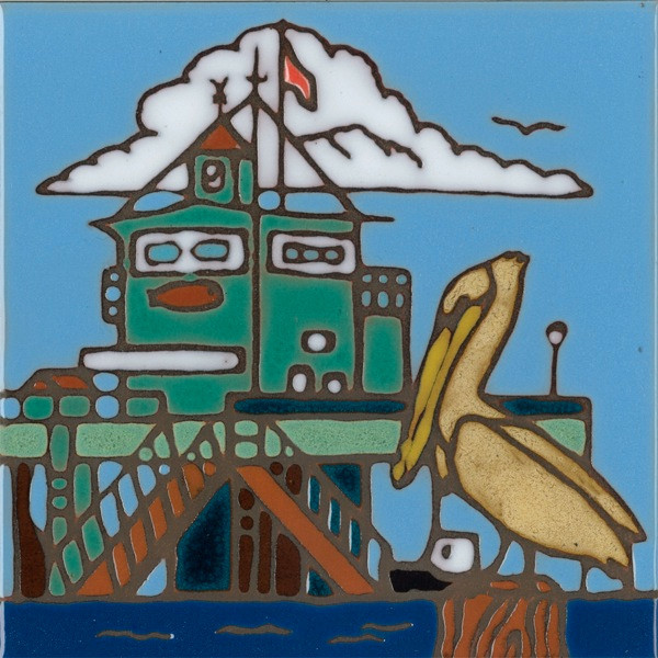 Ceramic Tile Catalina Pier & Pelican hot plate wall decor backsplash install