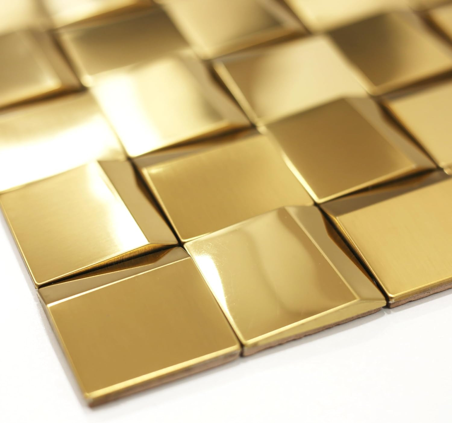 5 Sheets 3D Gold Metal Mosaic Tiles for Stunning Wall Backsplash – 5 Sq Ft