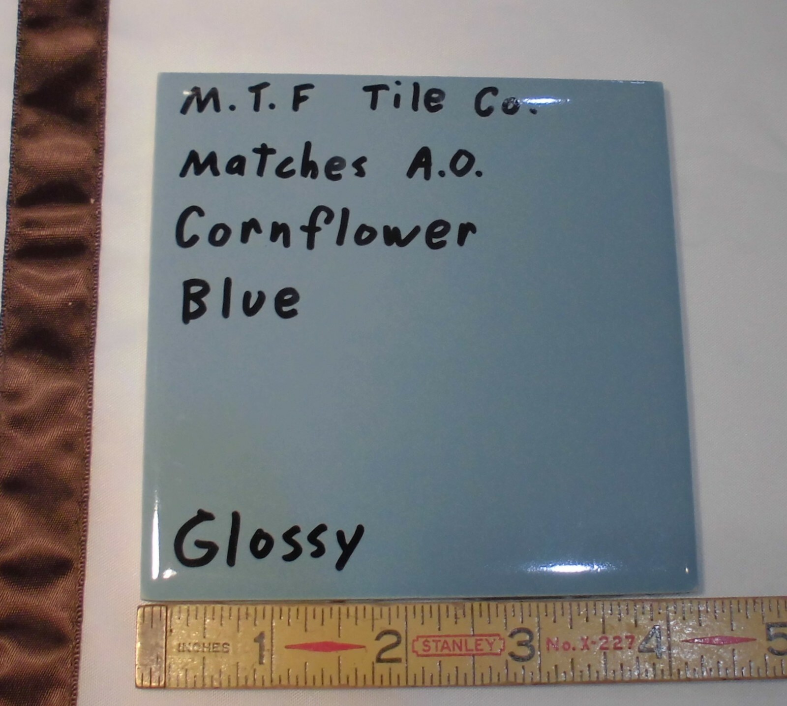 1 pc. VTG *Blue* 4-1/4″ Glossy Ceramic Tile by Monarch Co.; Match AO Cornflower