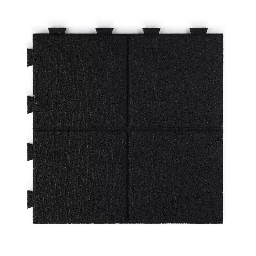 16 In. X 16 In. X 5/8 In. Black Cobblestone Smartloc Rubber Paver (9-Pack)
