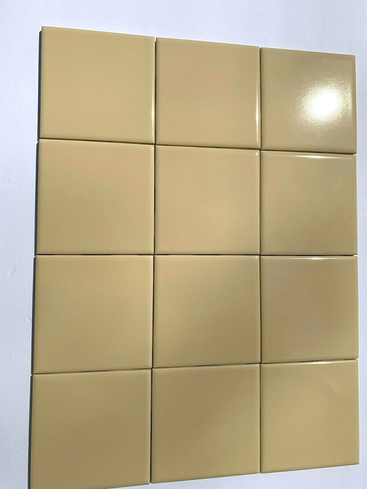 VINTAGE NEW CERAMIC MANNINGTON MCT BUTTERSCOTCH 4 3/8″ X 4 3/8″ GLOSS